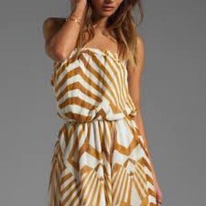 BB Dakota Strapless Gold and White Maxi Dress